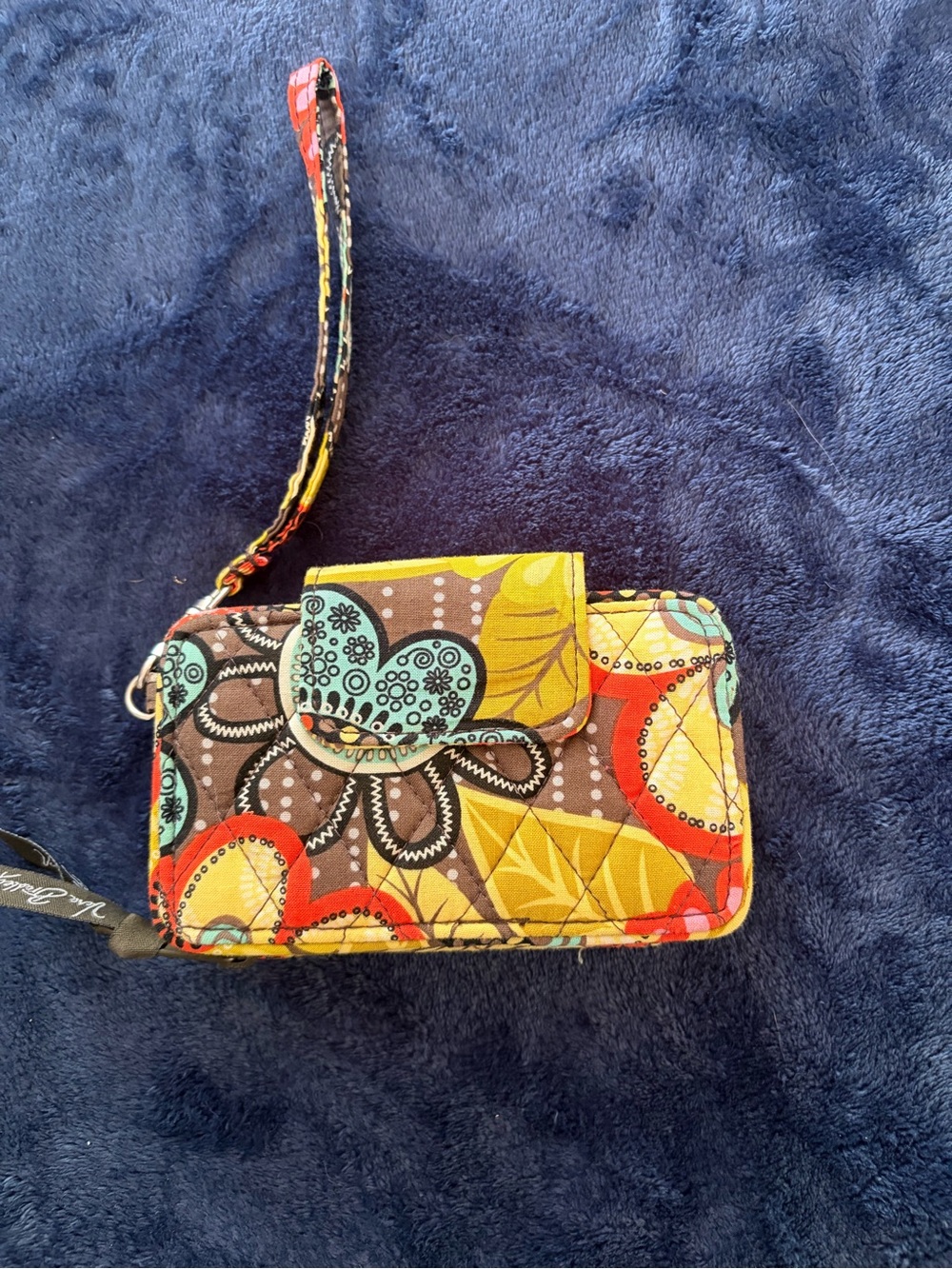Vera Bradley Yellow Multicolor Quilted Wristlet